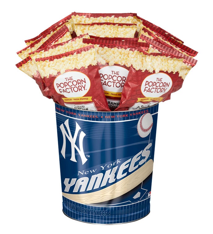 New York Yankees Popcorn Tin with 15 Bags of Popcorn